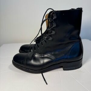 Hawkins Northampton Black Leather‎ 3 Men 4 W 5.5 Unisex Vintage England Military
